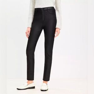 NWT! LOFT HIGH RISE SKINNY COATED BLACK FAUX LEATHER JEANS